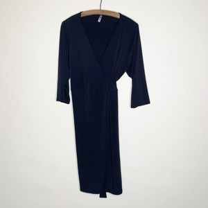 Piphany Black Wrap Dress 3/4 Sleeves